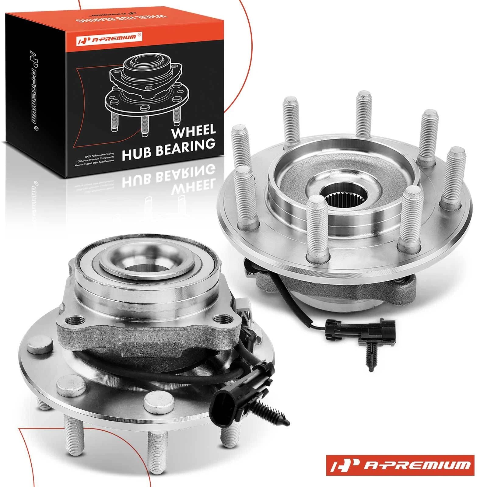 2X Front Wheel Hub & Bearing Assembly for Chevy Silverado 3500 (2001–2006)