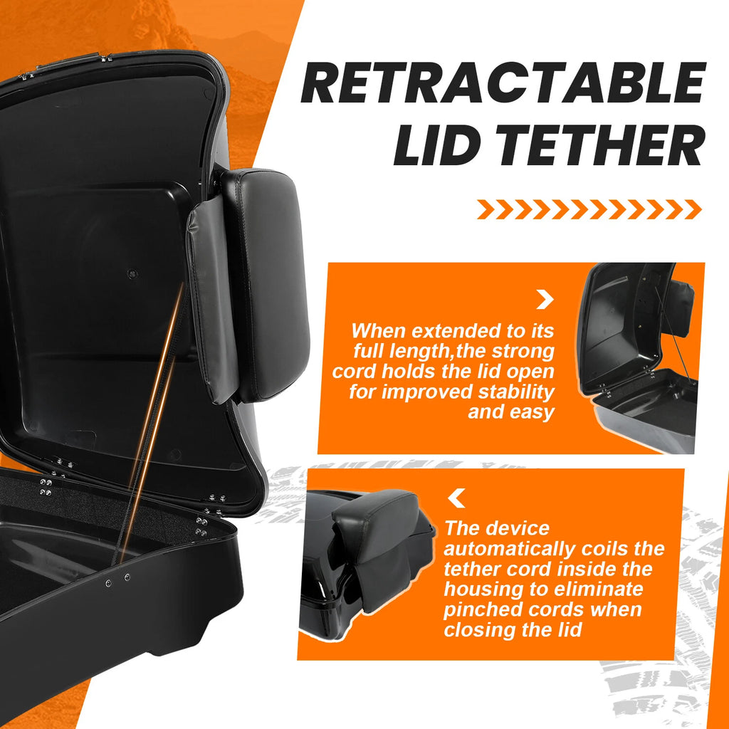 Chopped Trunk Pack Backrest Pad Mount Rack for Harley Touring Road Glide (2014–2026)