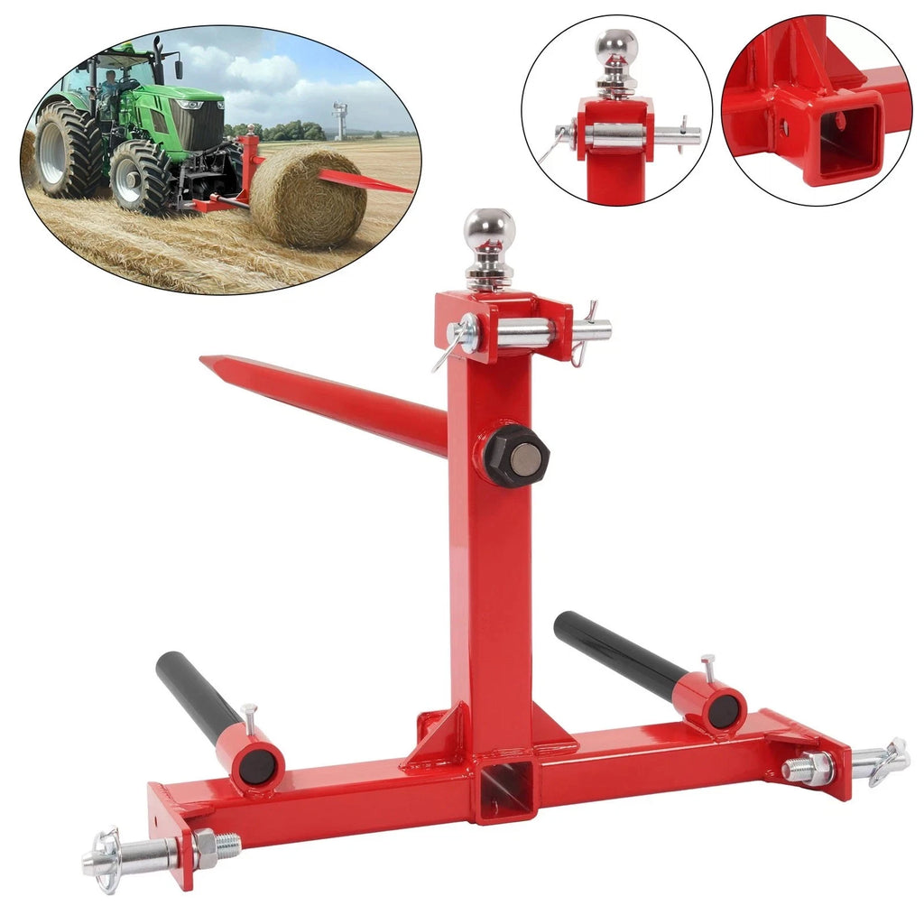 Gooseneck Ball Trailer Receiver Hitch for Cat 1 Hay Bale Spear (3000 lbs)