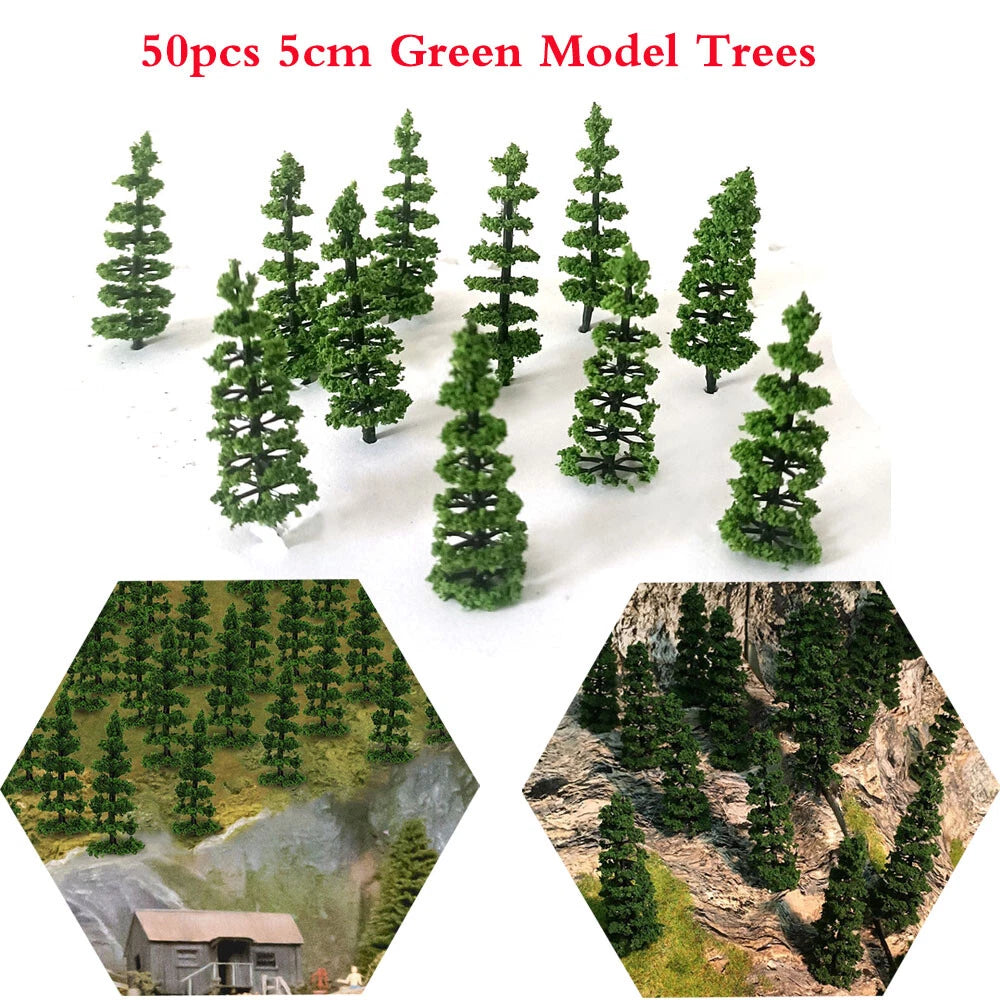 50pcs 1.96" Model Trees for Diorama Scenery (Wargame, Train, Park)