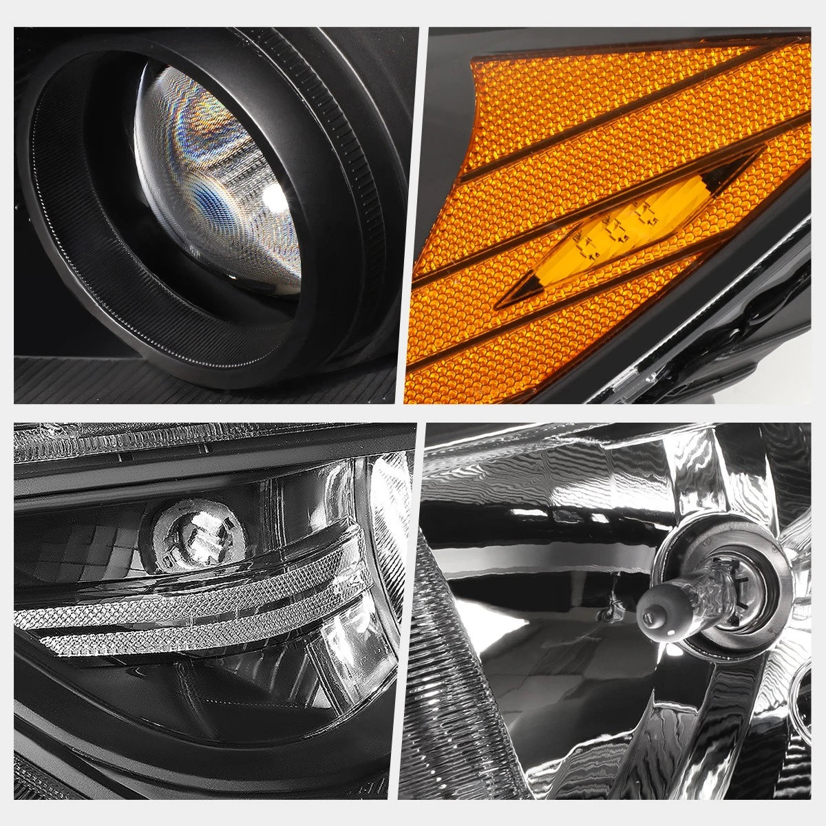 Projector Headlights for Hyundai Elantra (2017–2018) Black Housing Amber Corner