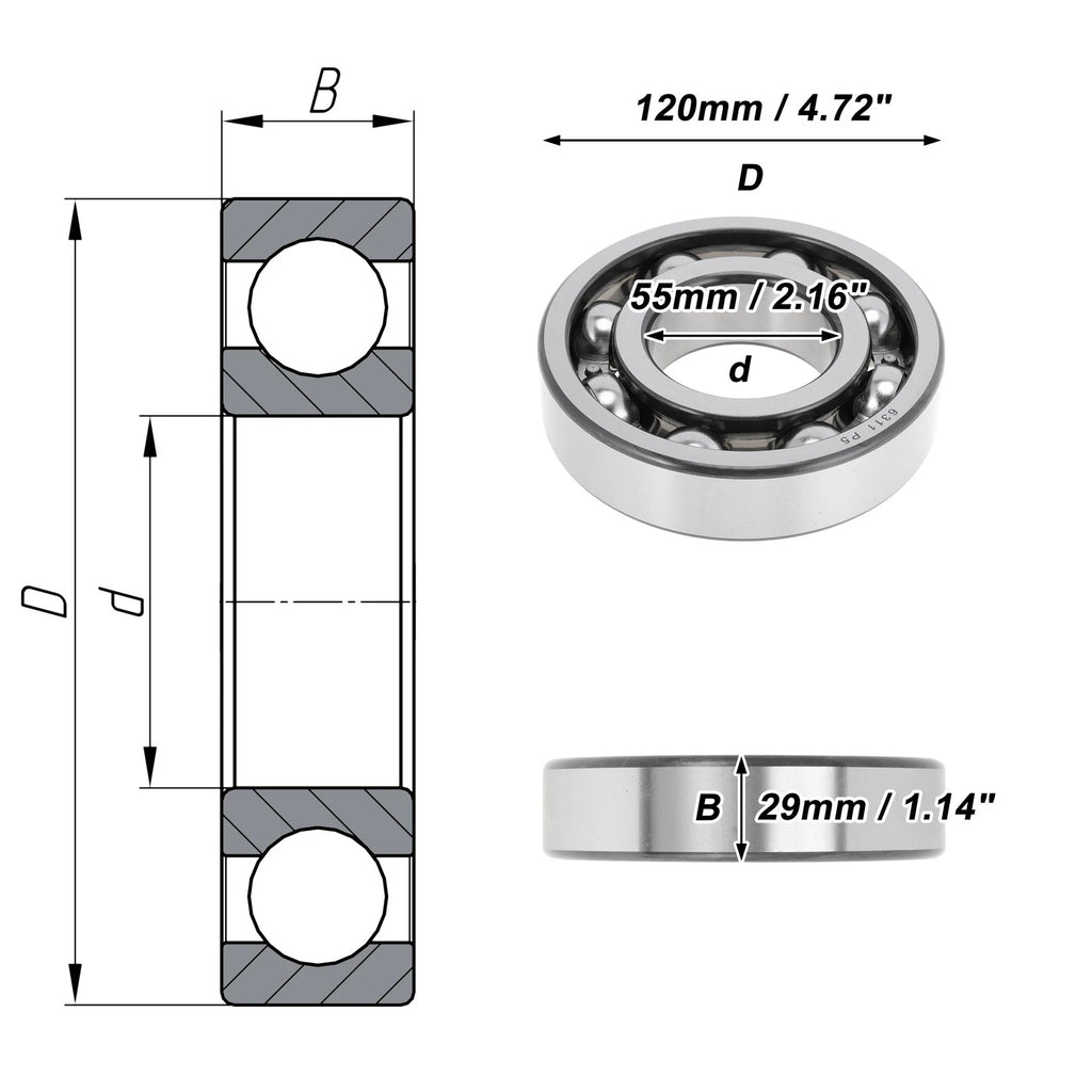 Deep Groove Ball Bearing 55x120x29mm for Scooter Skateboard (P5)