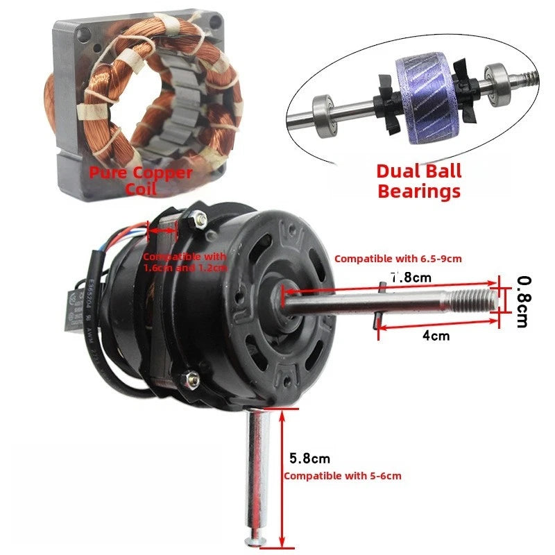 Fan Motor for Floor Wall Desk Fans (Pure Copper Coil, Dual Ball Bearings)