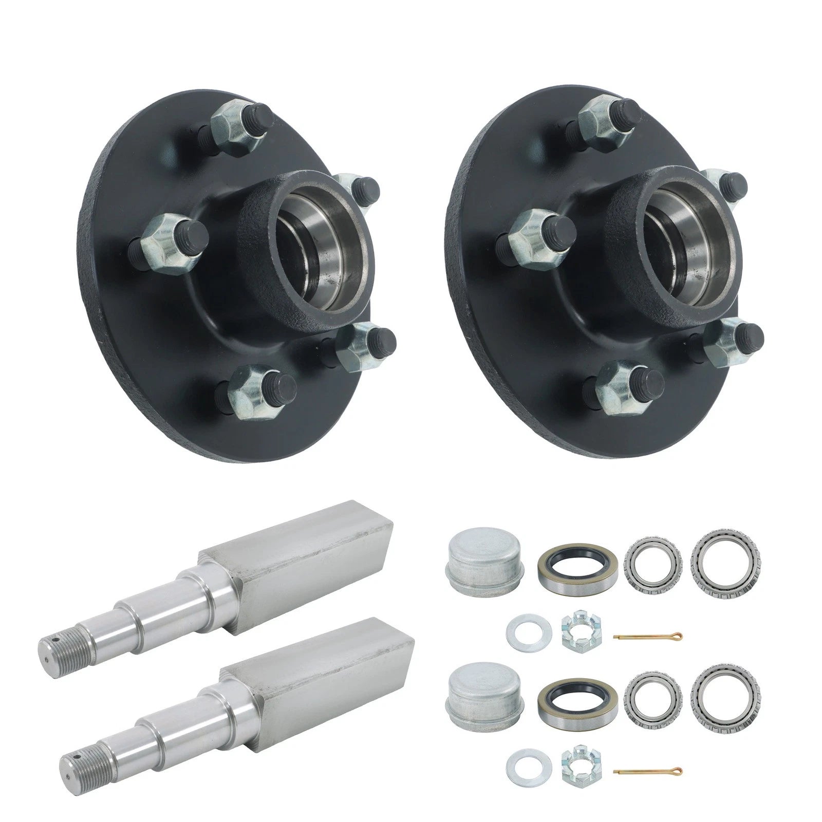 Set of 2 Square Stock 5-Bolt Hub Assemblies for Make Model 