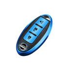 2x Blue TPU Leather Fob Shell Case for Nissan Rogue Pathfinder (2013-2025)