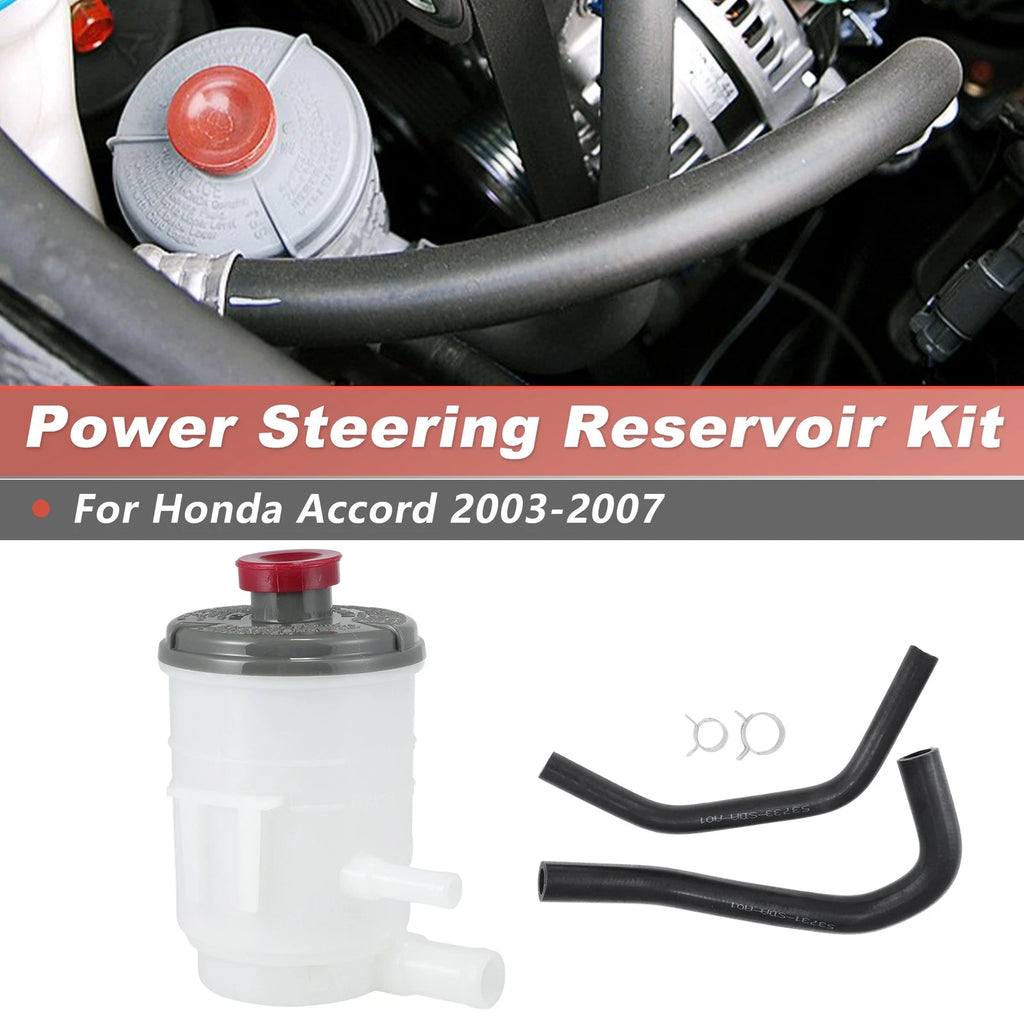 Set of 2 Power Steering Pump Reservoir Tank & Hoses Kit for Honda Accord (2003–2007)