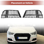 1 Pair Front Fog Light Grill for Audi A3 (2017–2020) No. 8V3807681ABESM Honeycomb