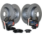 Front and Rear Brake Kit with Drilled Disc Rotors & Bosch Ceramic Pads for Dodge Jeep