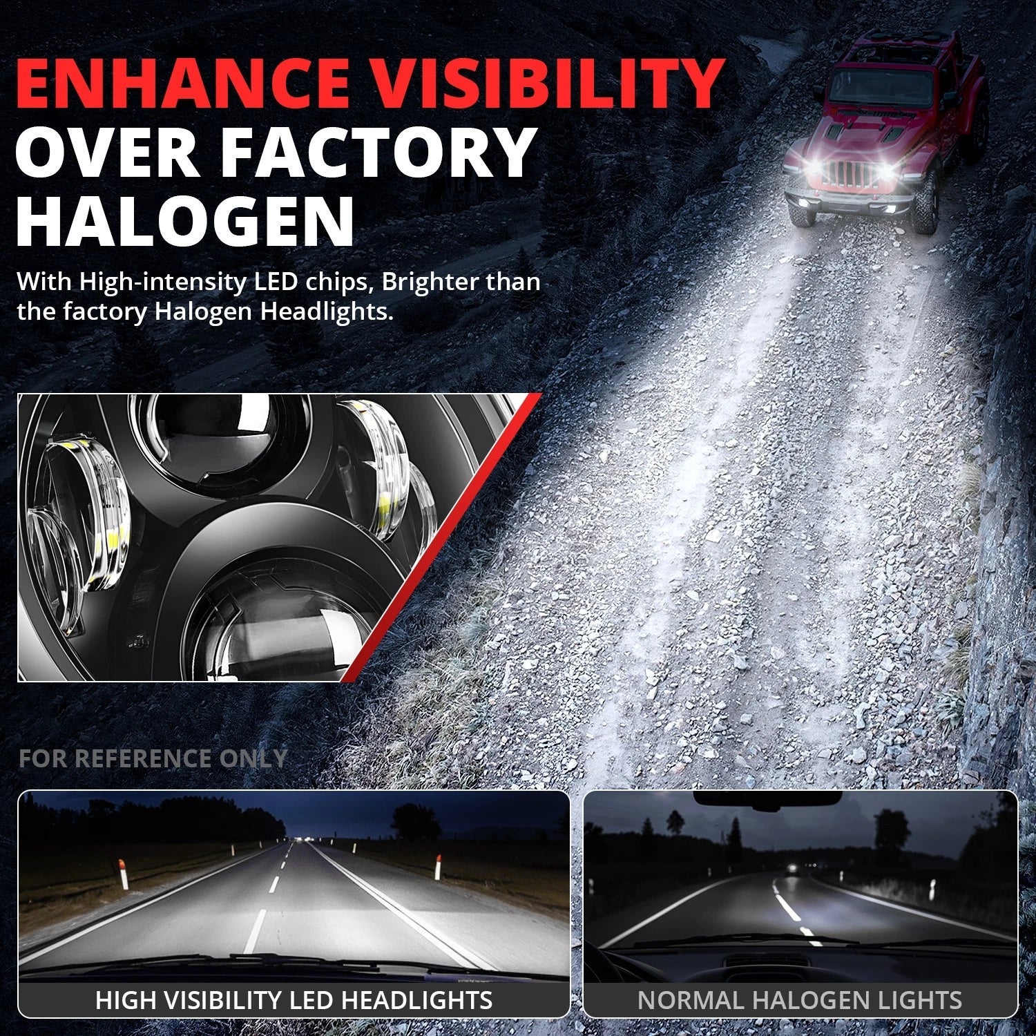 Projector Headlights for Jeep Wrangler JK (2007–2018) - Black Housing, Clear Lens