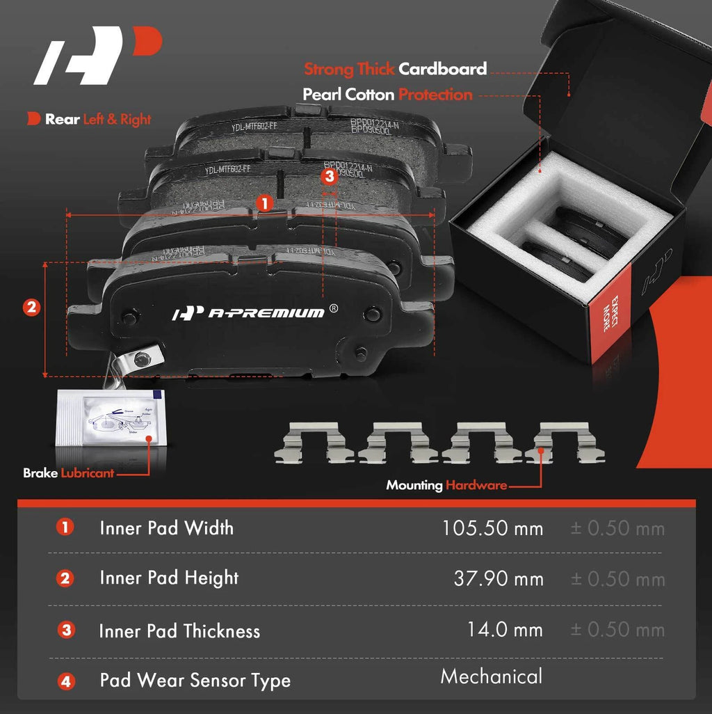 Rear Disc Brake Rotors & Ceramic Pads for Nissan Murano (2003–2007, 2009–2021)