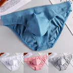 Breathable Cotton Briefs for Men (Low Waist, Sexy Pouch) - Blue, Grey, Pink