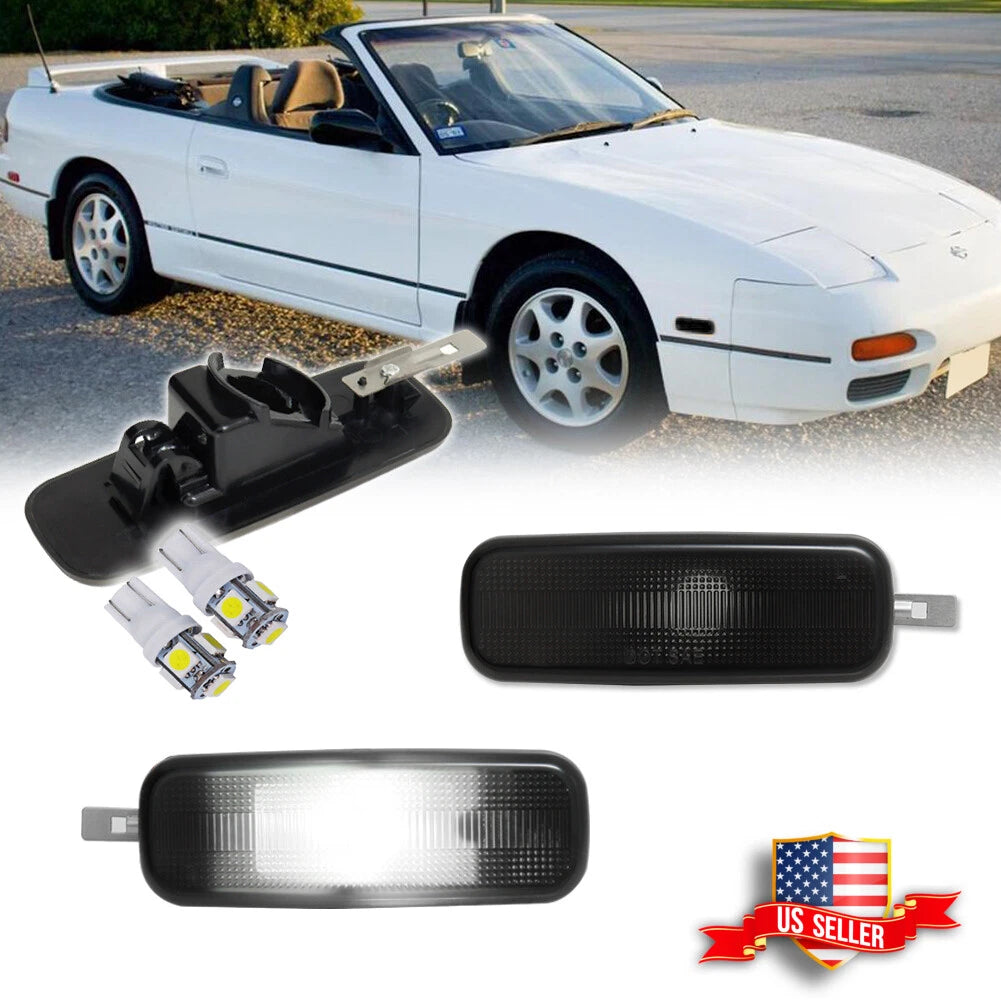 2X Smoke White LED Front Side Marker Lights for Nissan Altima 1993–1997