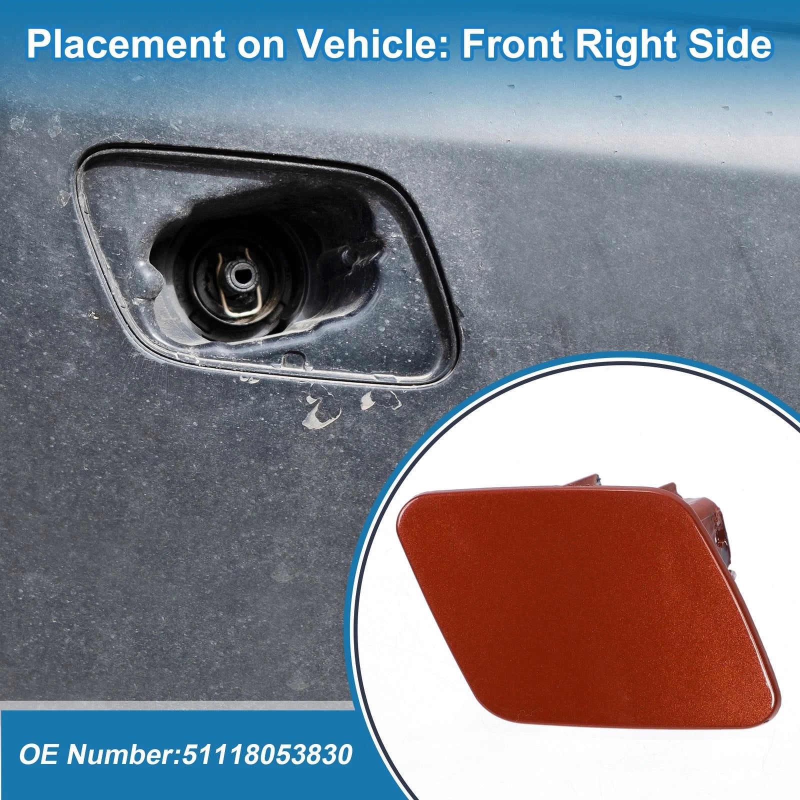 Bumper Headlight Washer Nozzle Cover Cap for BMW 1 Series (2012–2019) Red