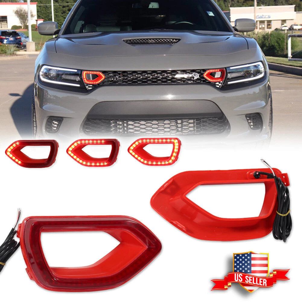Dynamic Red LED DRL Grill Lights for Dodge Charger (2015–2023)