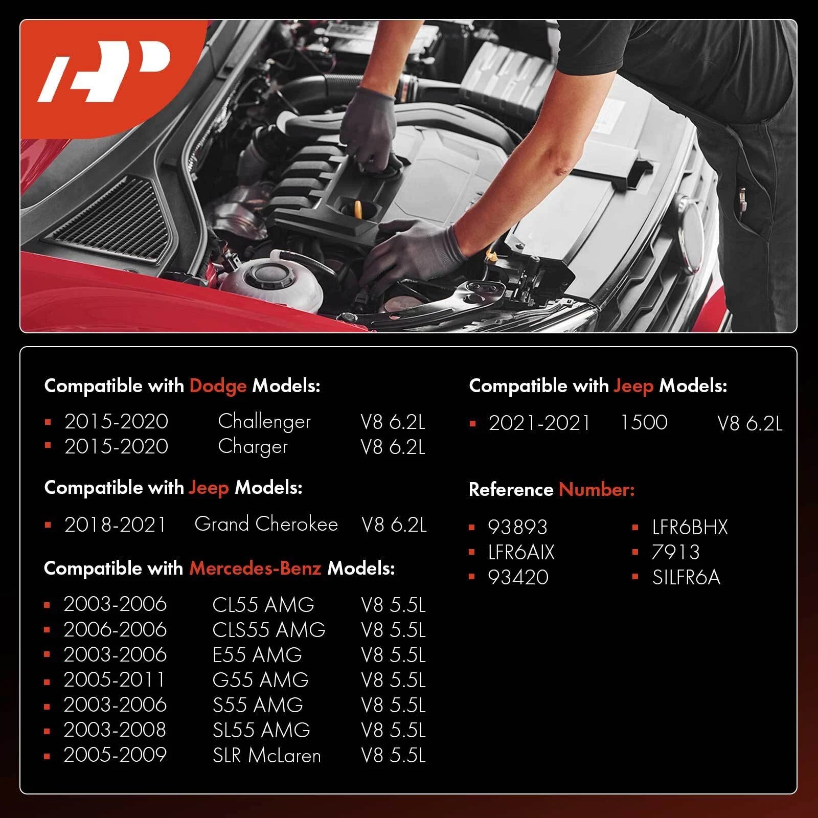 16x Iridium Platinum Spark Plugs for Jeep Grand Cherokee (2018–2021)