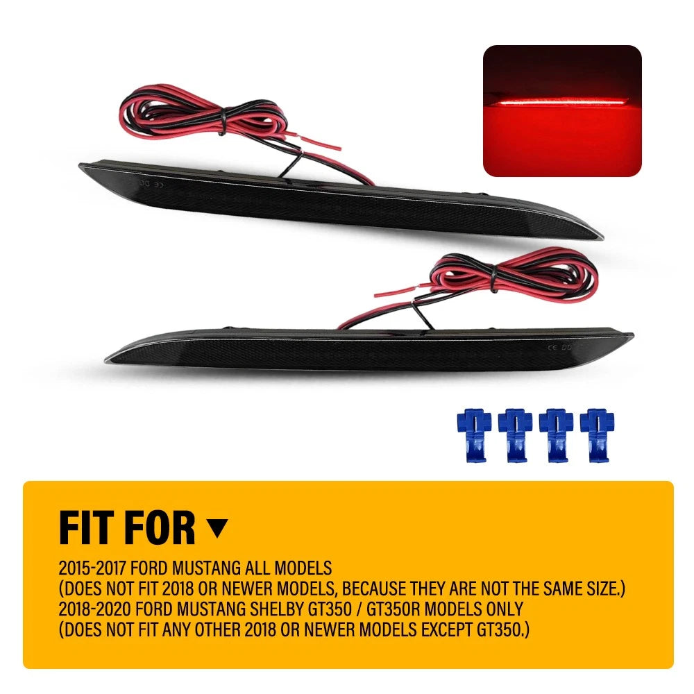 2X 68211189AA Red LED Rear Bumper Reflector Light for Ford Mustang (2015–2017)