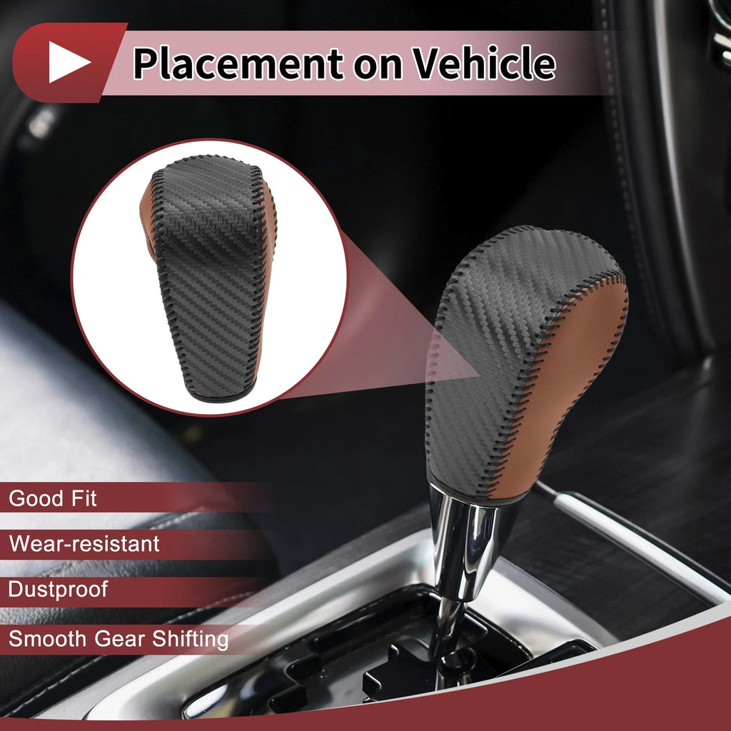 Gear Shift Knob Cover for Ford Edge (2011–2014) Brown Faux Leather