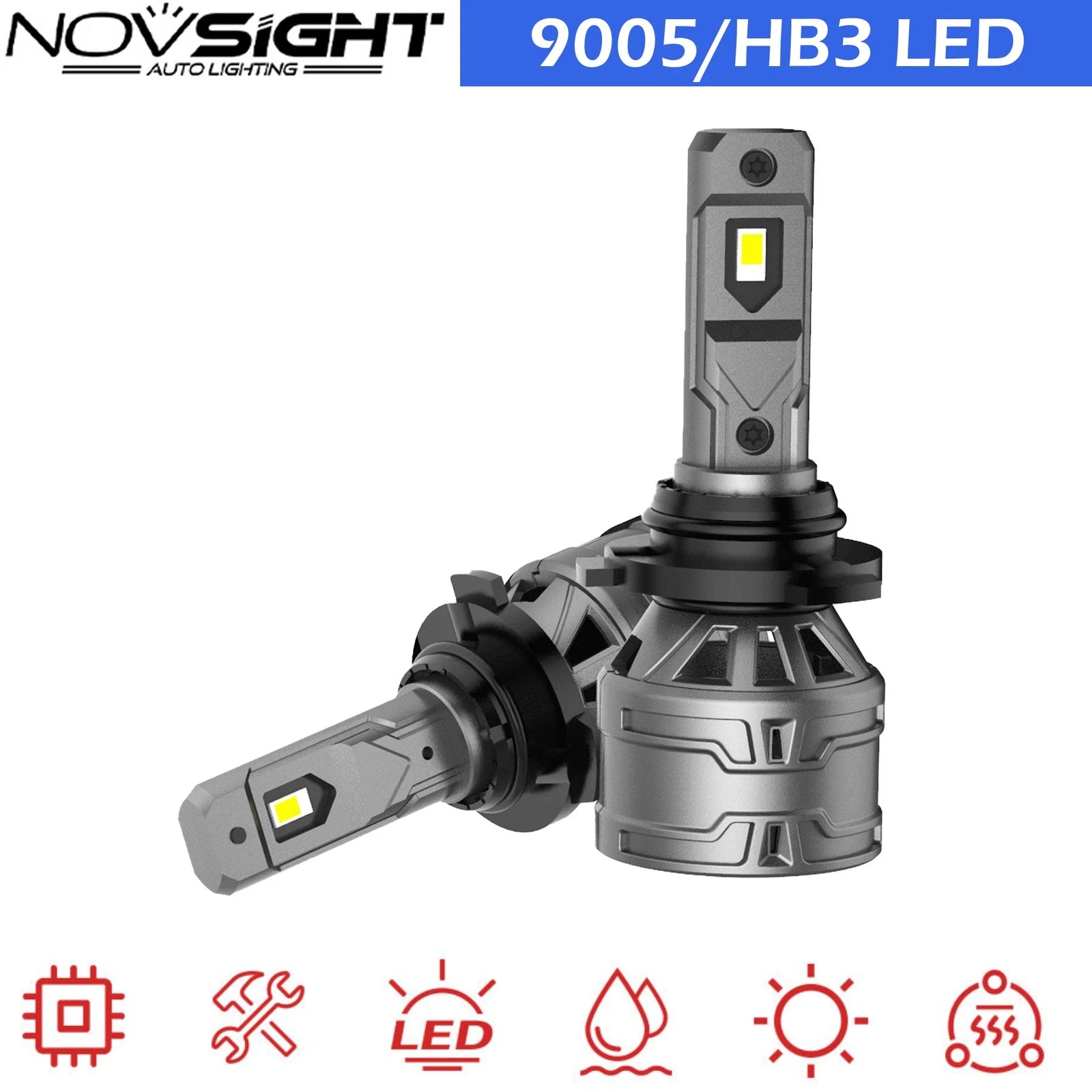 2X 9005 HB3 LED Headlight Bulbs for NOVSIGHT (6500K)