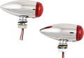 LED Bullet Marker Light Chrome Red Lens for V-Twin Motorcycles