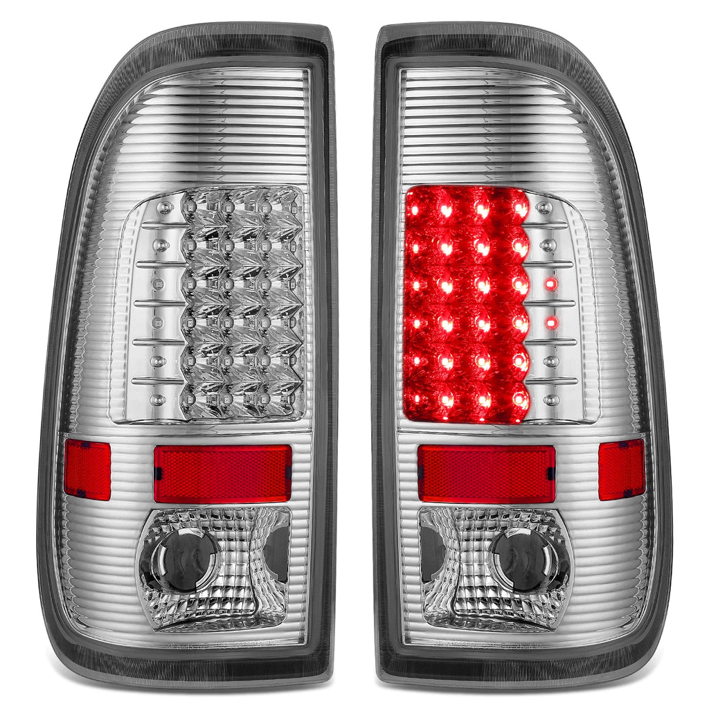 Set of 2 LED Tail Brake Light Lamps for Ford F250 F150 (1999–2007) Chrome
