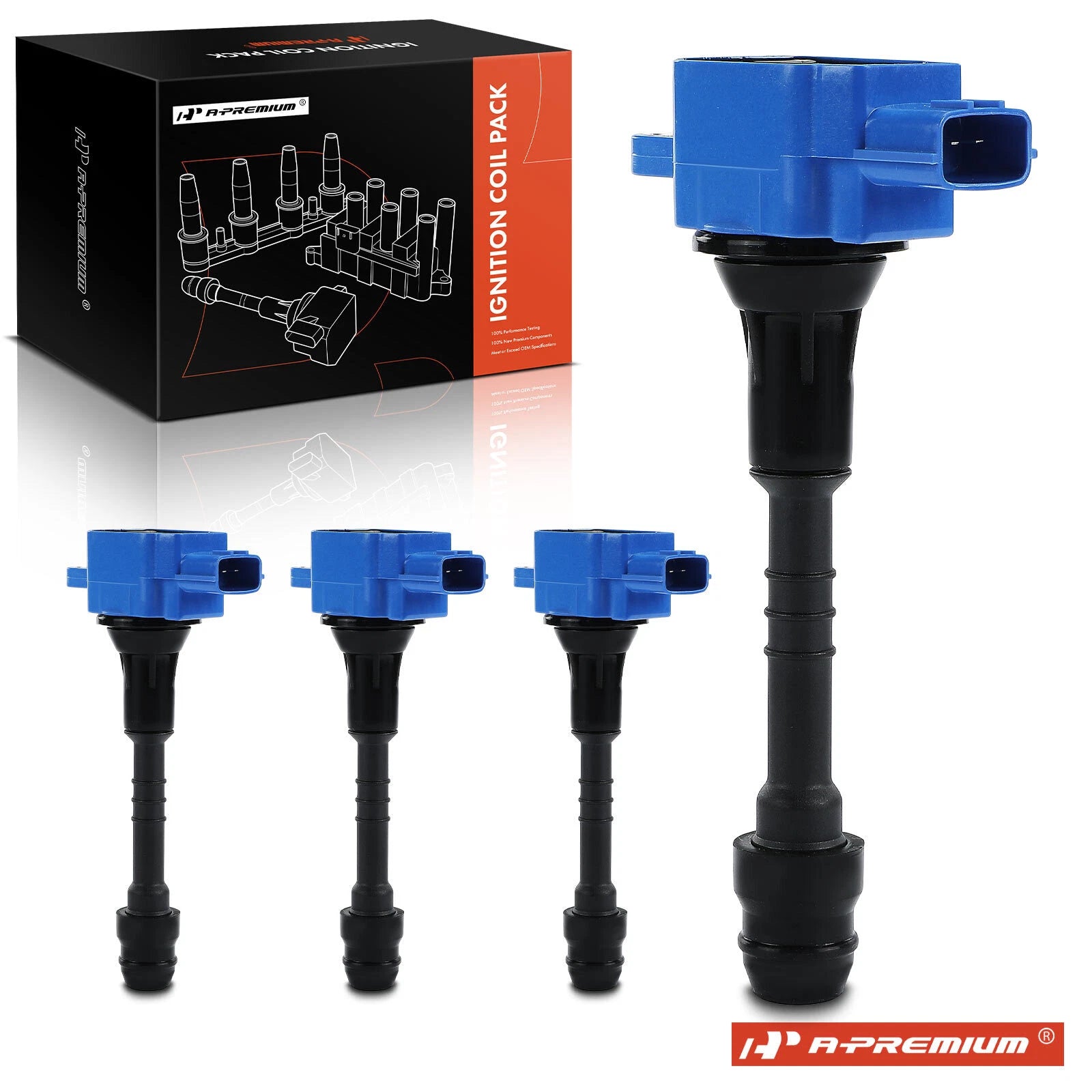Set of 4 Blue Ignition Coils for Nissan Sentra (2002–2006)