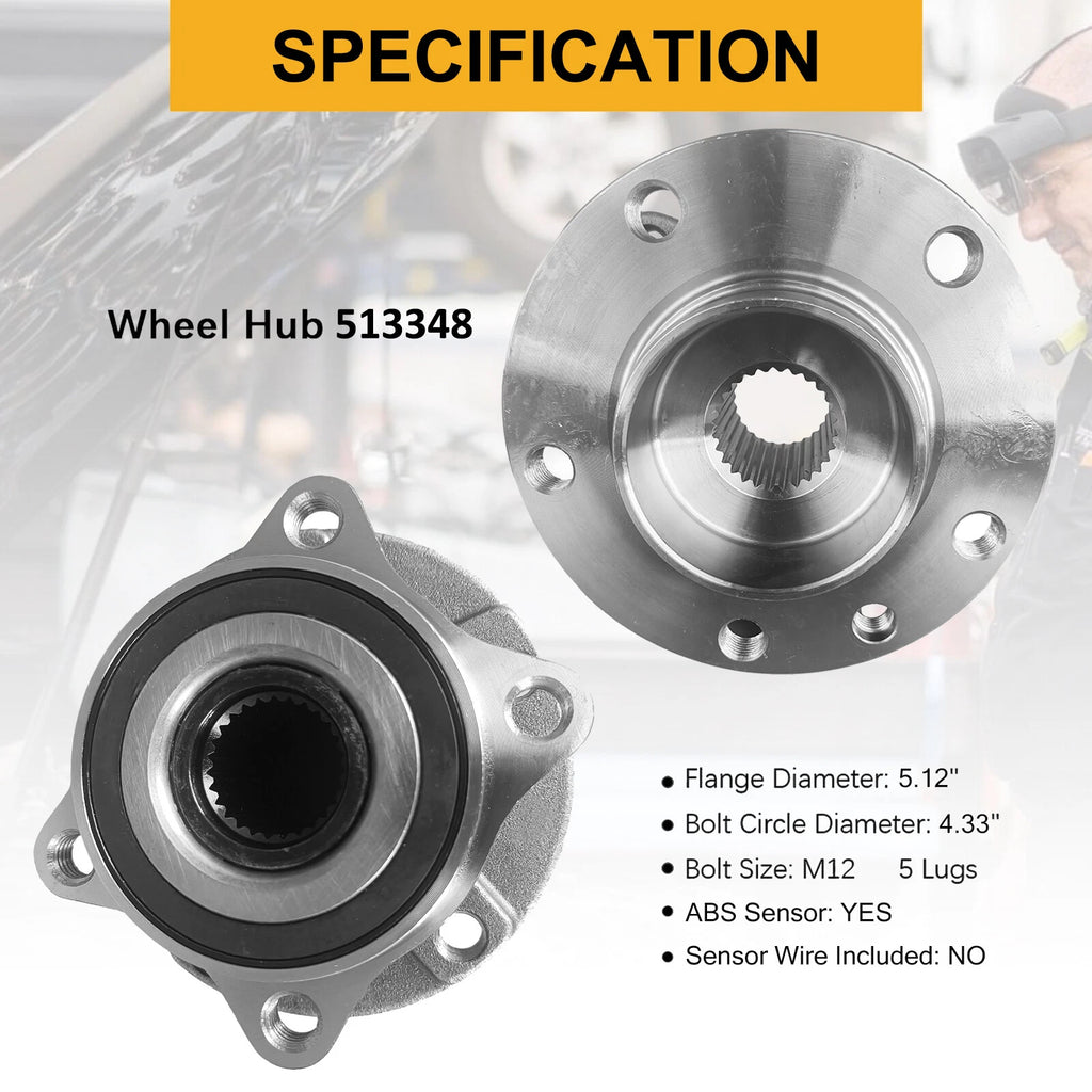 2X Front Wheel Hub Bearing for Dodge Dart (2013–2016) & Chrysler 200 (2015–2017) 513348