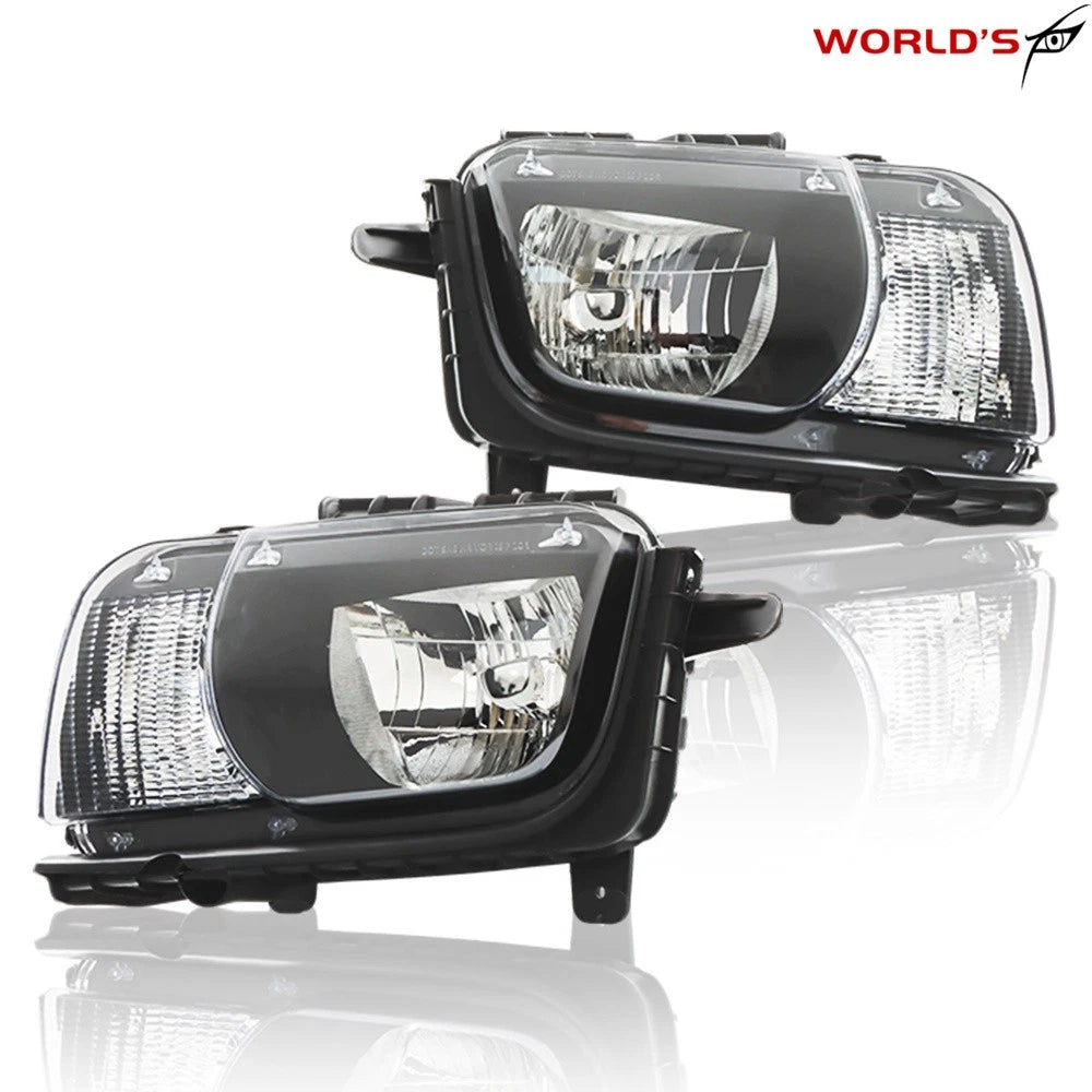 Pair of Halogen Headlights for Chevy Camaro (2010–2013) Black Housing
