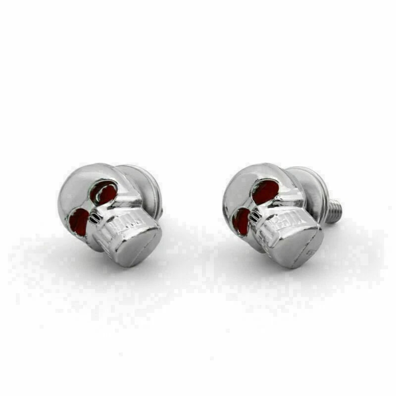 2X Chrome Skull License Plate Frame Screw Bolt for Universal Motorcycle