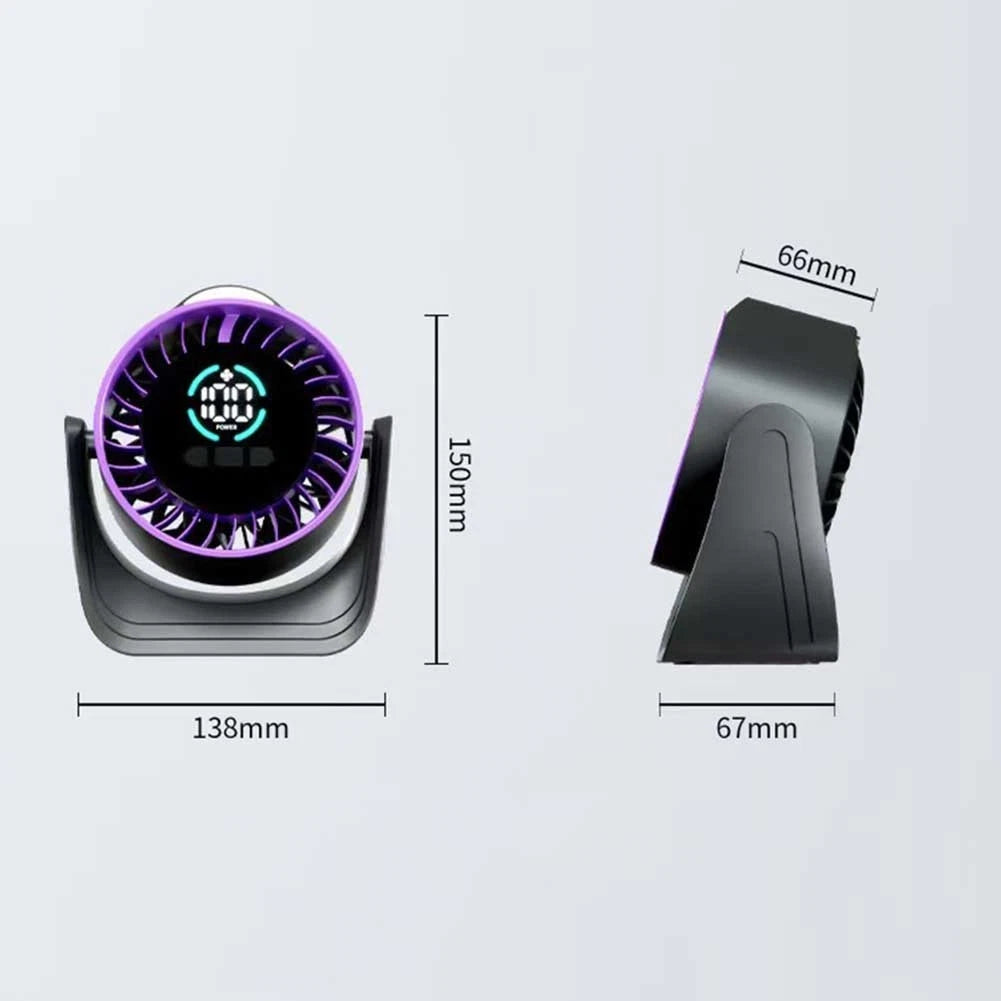 Rechargeable Small Desk Fan with 12-Hour Battery Life and LED Readout