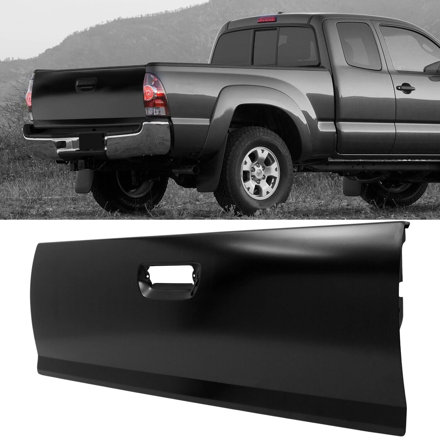 Rear Tailgate for Toyota Tacoma (2005–2015) Painted Black Steel