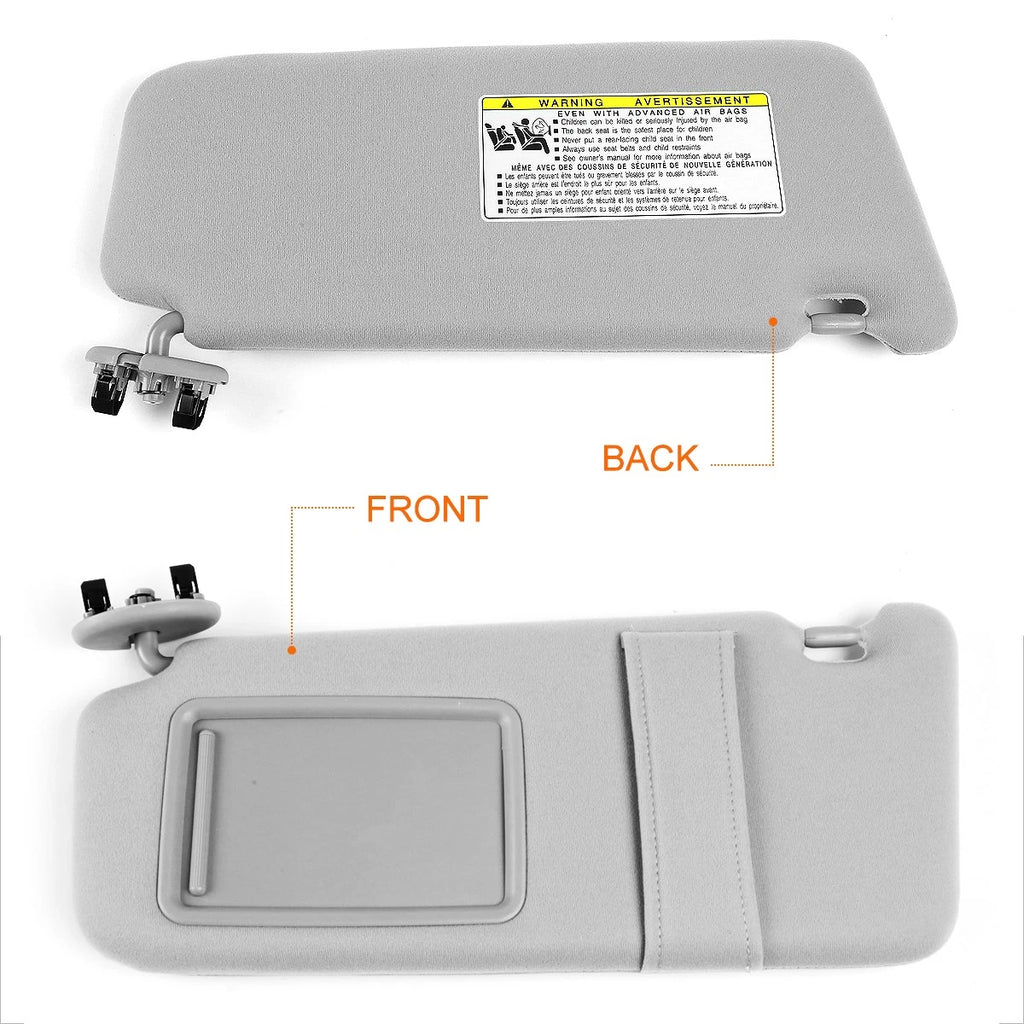 OE Style Driver Side Sun Visor for Toyota Camry (2007–2011) w/Mirror Grey