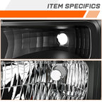 Headlights for Ford E150/250 E350/450 Super Duty F650/750 (2008–2021) Black/Amber