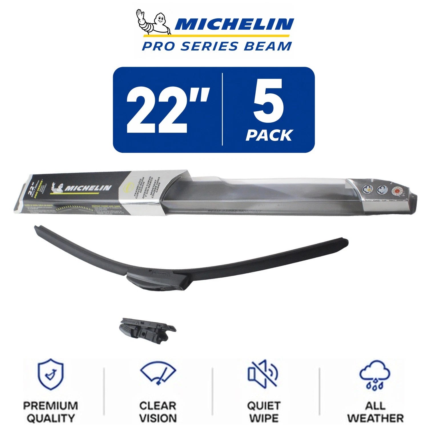 Set of 5 Michelin Pro Series Beam Wiper Blades 22" for