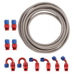 20FT AN6 -6AN Red Swivel Fitting Stainless Steel Braided Fuel Line Hose Kit
