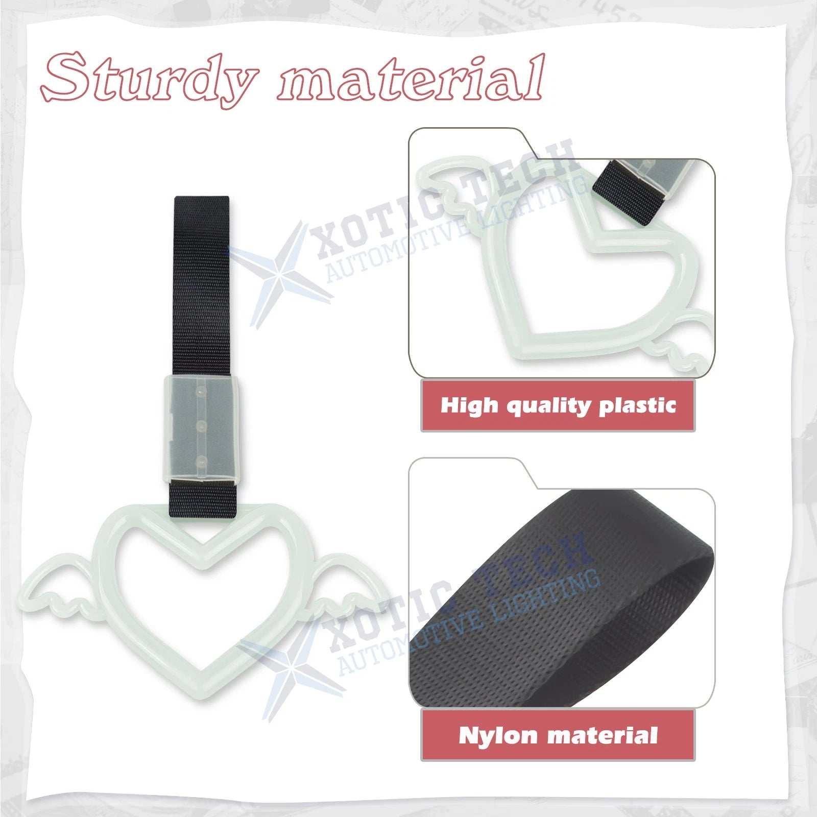 Luminous Tsurikawa Wing Heart Shaped Warning Subway Handle Ring for Car (-)