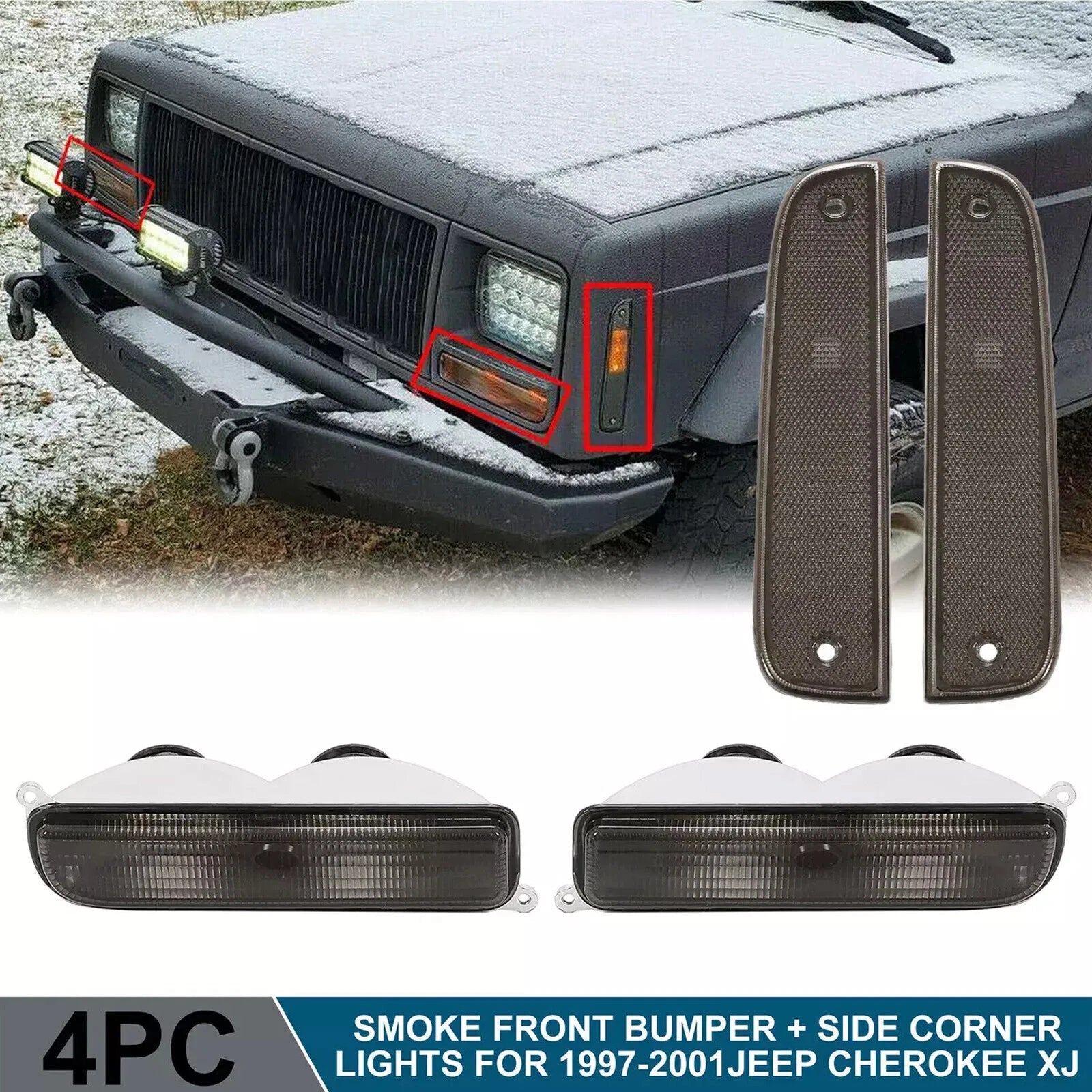 Pair Smoke Park Lights for Jeep Cherokee XJ (1997–2001)
