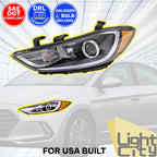 Halogen Headlight for Hyundai Elantra (2017–2018) Left, w/o LED DRL