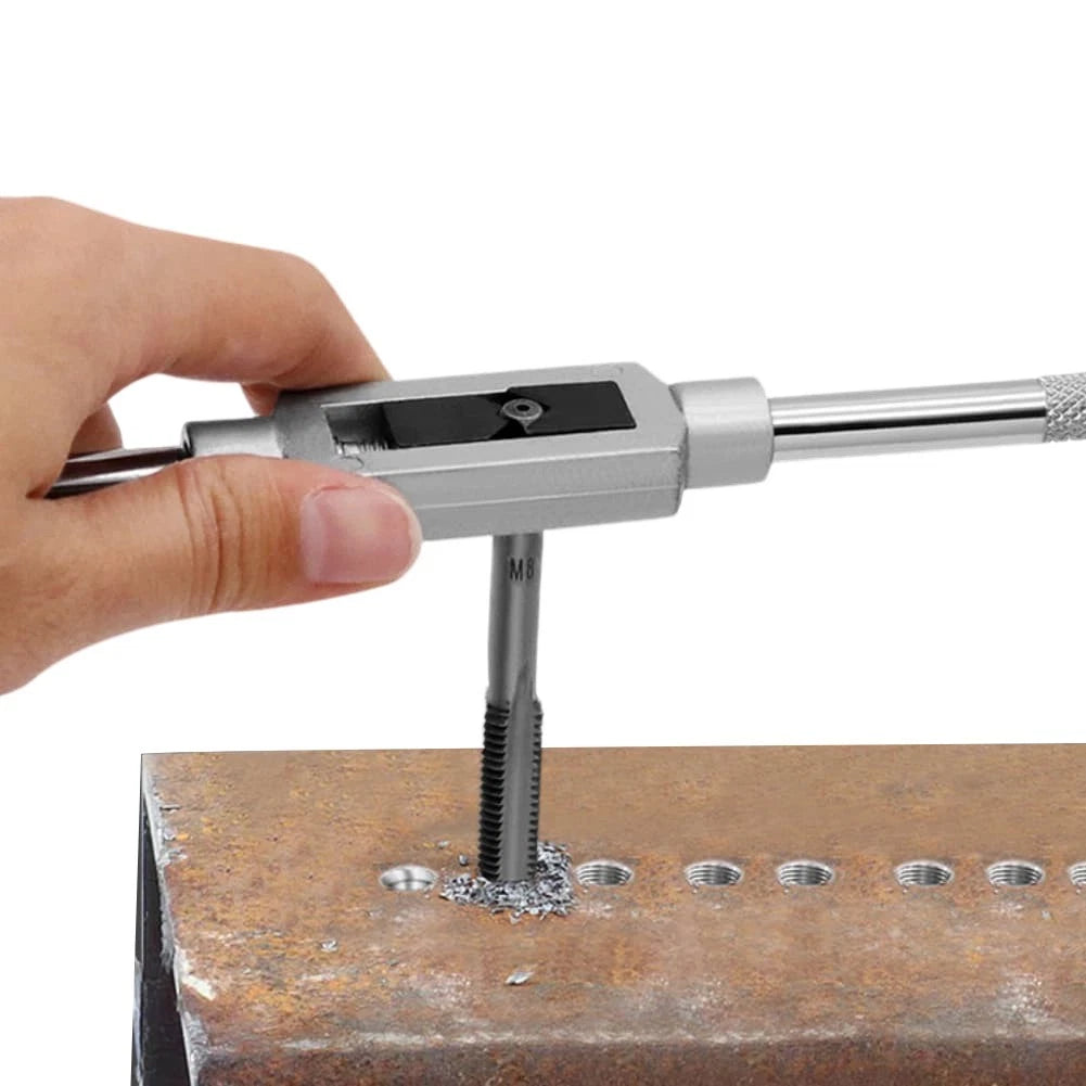 Ratchet Hand Tap Wrench Set with Twist Drill Bits for Hard Surfaces