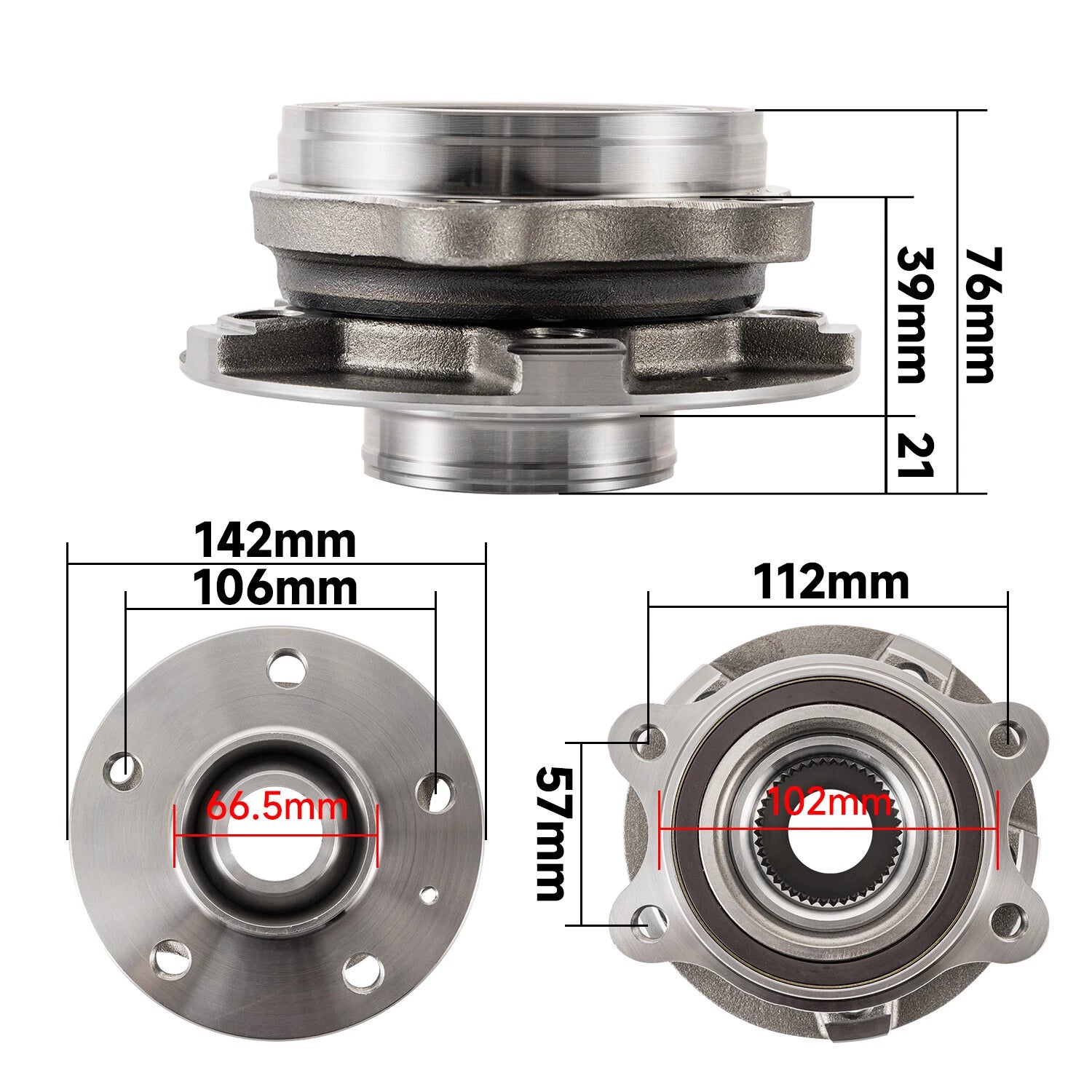 Pair Front Rear Wheel Bearing and Hub Assembly for Audi A4 Q5 A7 Allroad (2010–2020) 513301
