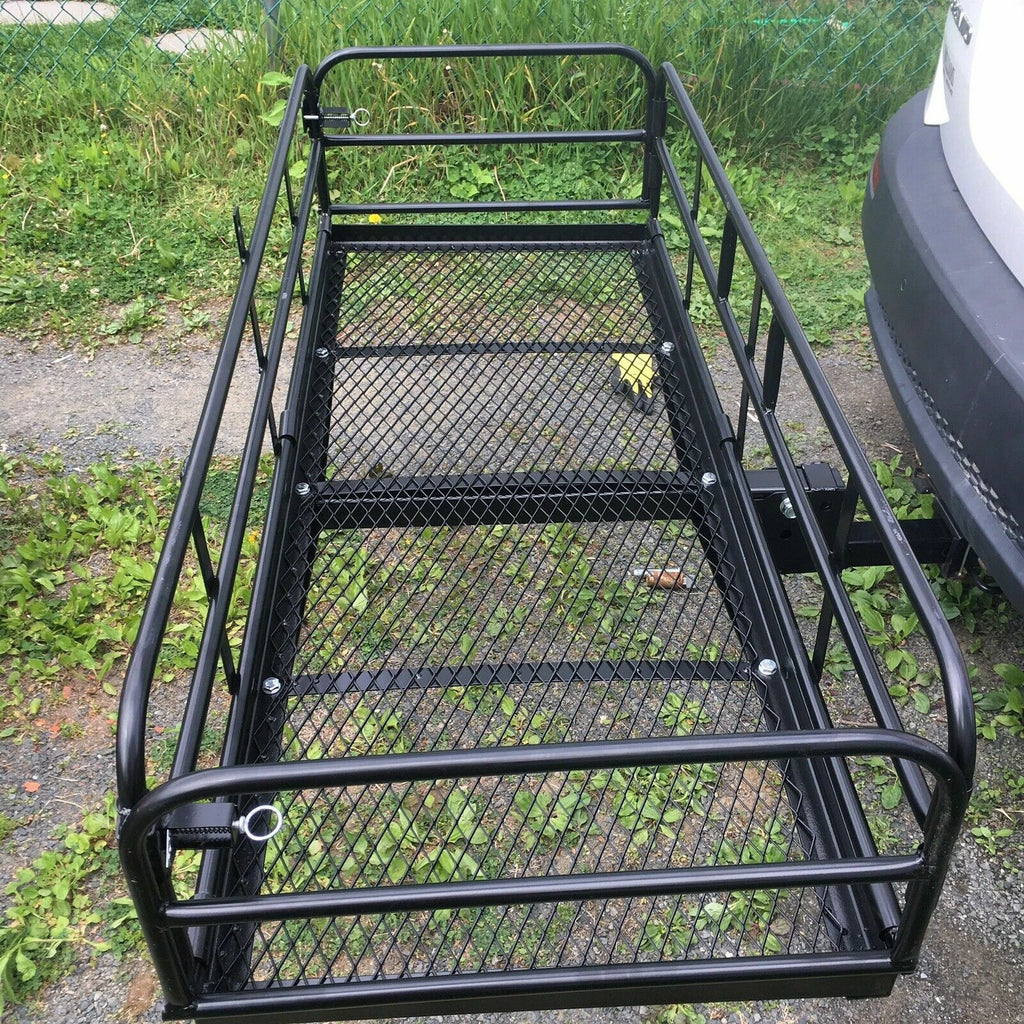 Folding Trailer Hitch Cargo Carrier Basket for Universal Use (500 lbs Capacity)