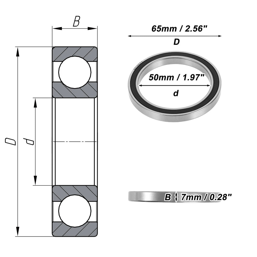 6810DDU Deep Groove Ball Bearing for Scooter Skateboard (50x65x7mm)