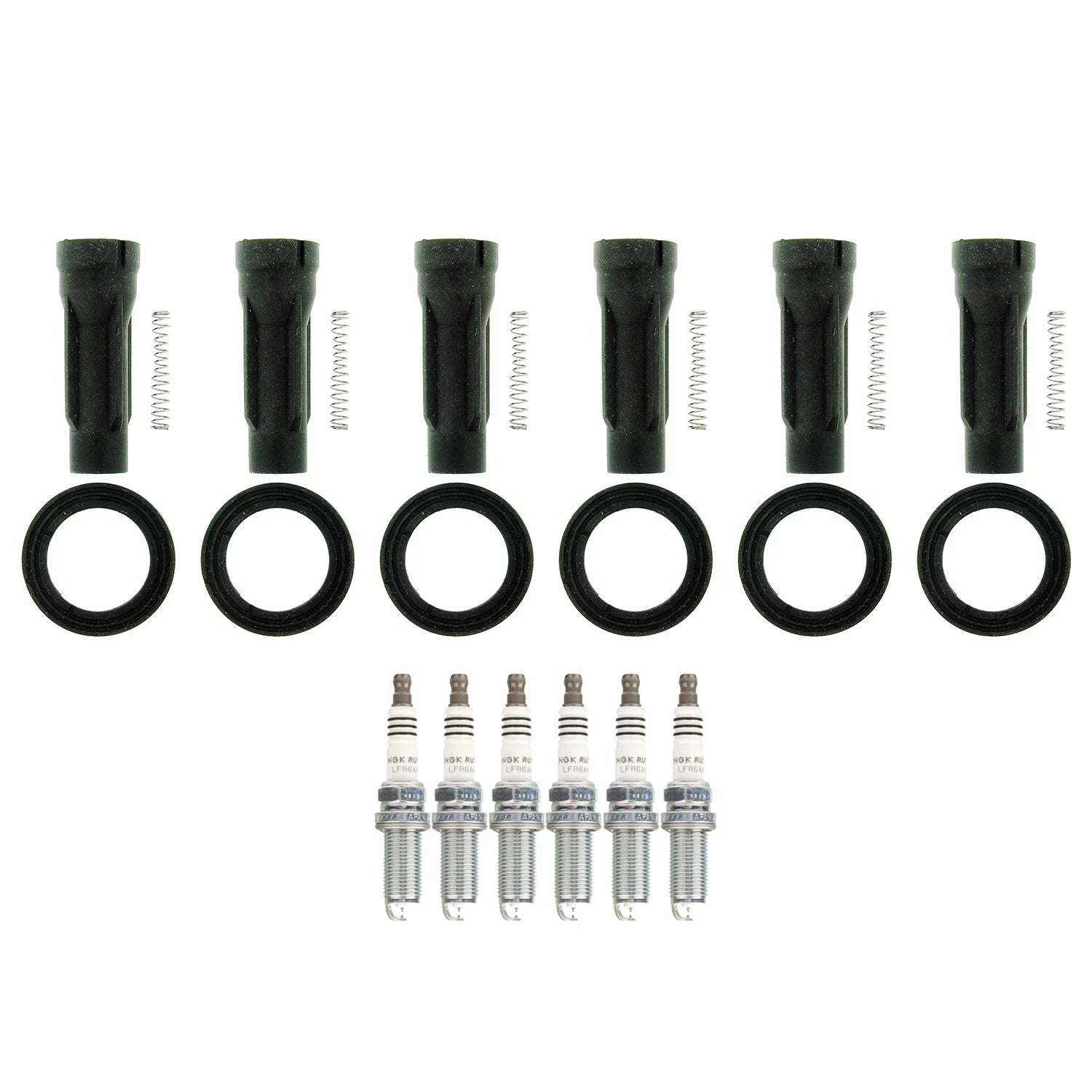 Set of 6 NGK Ruthenium HX Spark Plugs & Coil Boots for Toyota Avalon Camry (2005–2020)