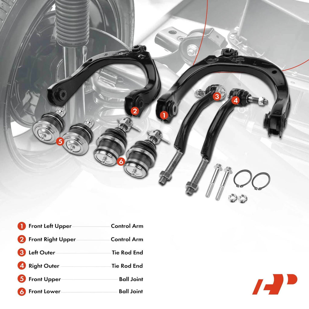 Set of 8 Front Upper Control Arm Tie Rod Ends for Chevy Trailblazer (2002–2009)