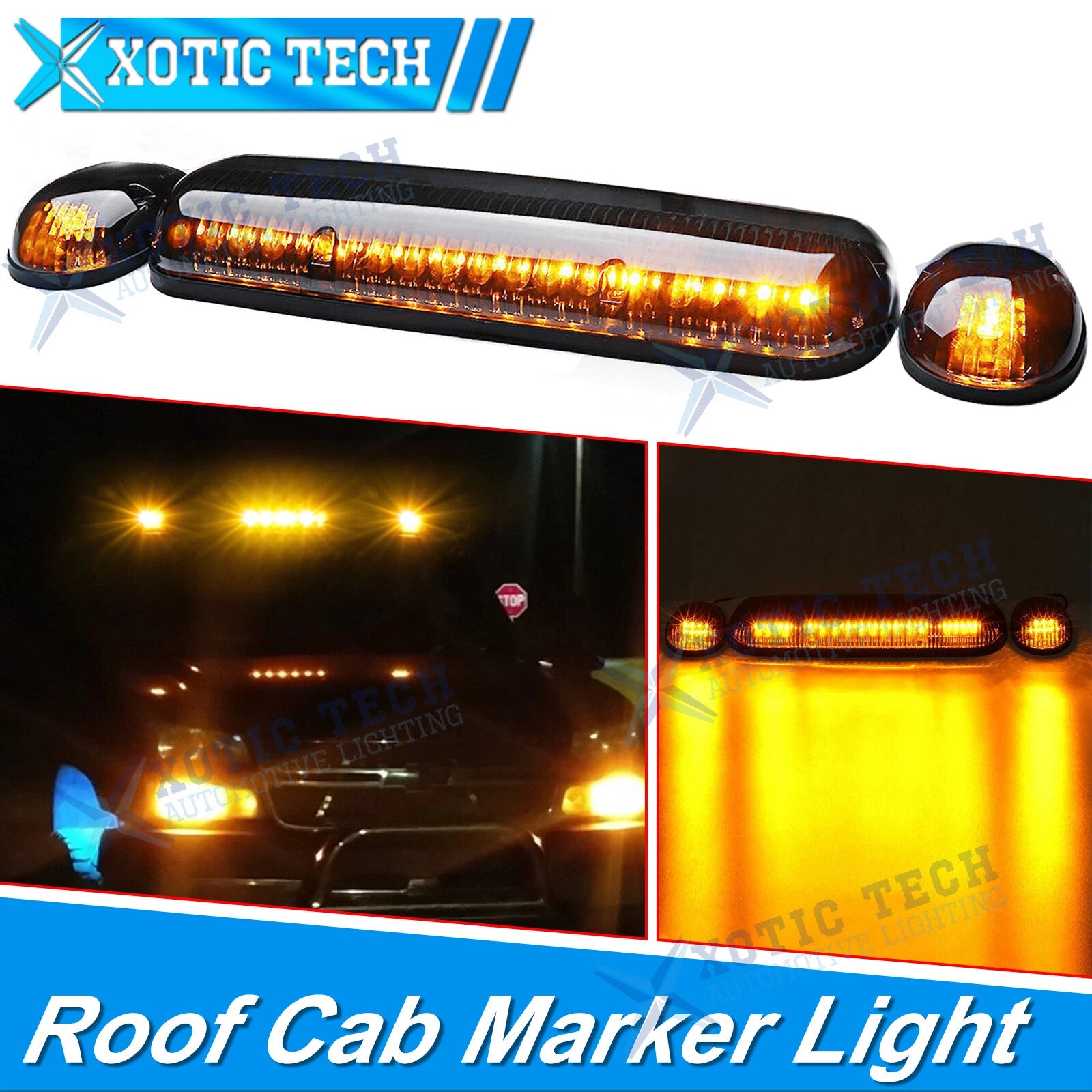 3PC LED Top Cab Roof Marker Clearance Light for Silverado Sierra (2002–2007)