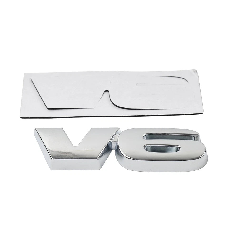 V6 Logo Metal Car Fender Trunk Engine Emblem 3D for Universal Fit