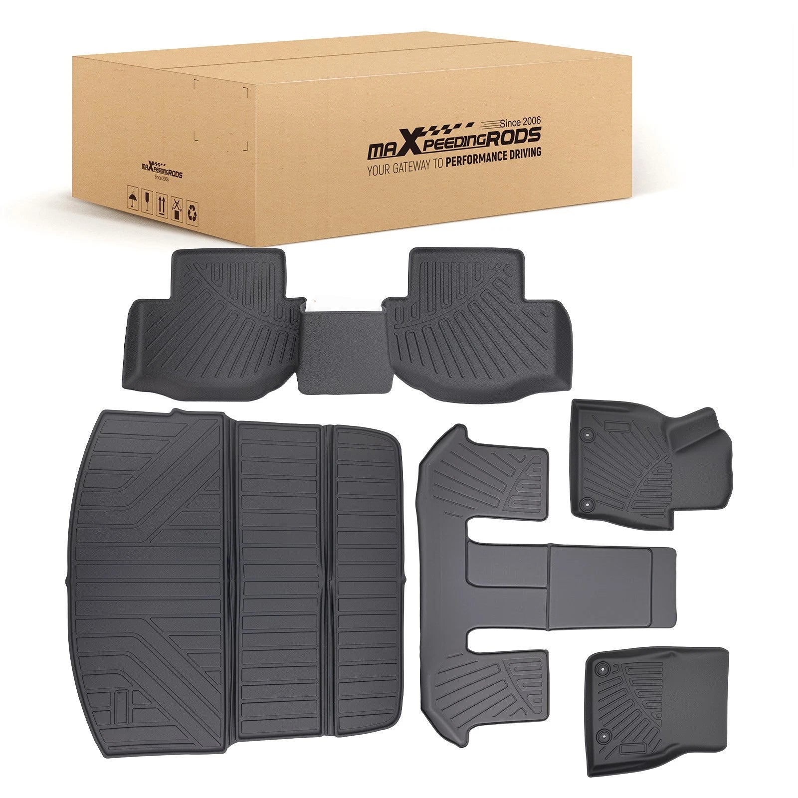 Set of 2 Black TPE Floor Mats & Trunk Liner for Mazda CX90 (2024)