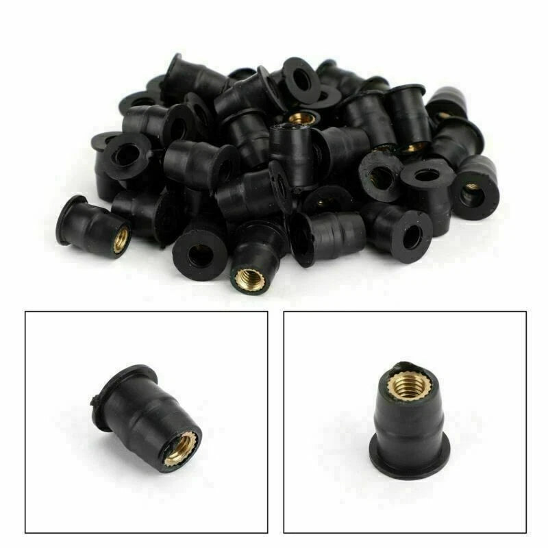 Set of 50 Rubber Well Nuts for M5 Windscreen & Fairing (10mm, 3/8)