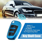 Silicone Smart Key Fob Case Cover for Audi A3 A1 (2013–2020) - Carbon Fiber Blue