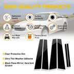 Set of 6 Black Window Pillar Posts Trim for Honda Accord (2013–2017)