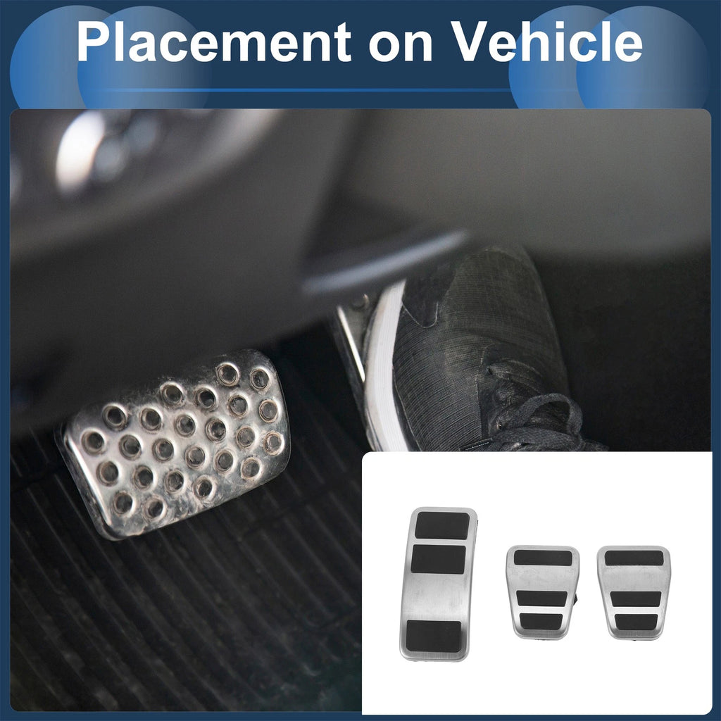 3X Foot Accelerator Pedal Covers for Ford Fiesta (2013–2024) Silver Tone